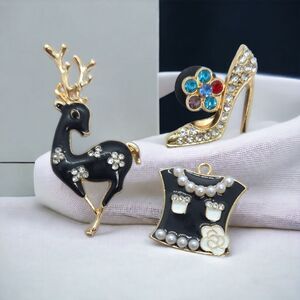 Bling Metal Shoe Charms 3-pack Croc Flip Flop Clog Jewelry Rhinestone Sparkle